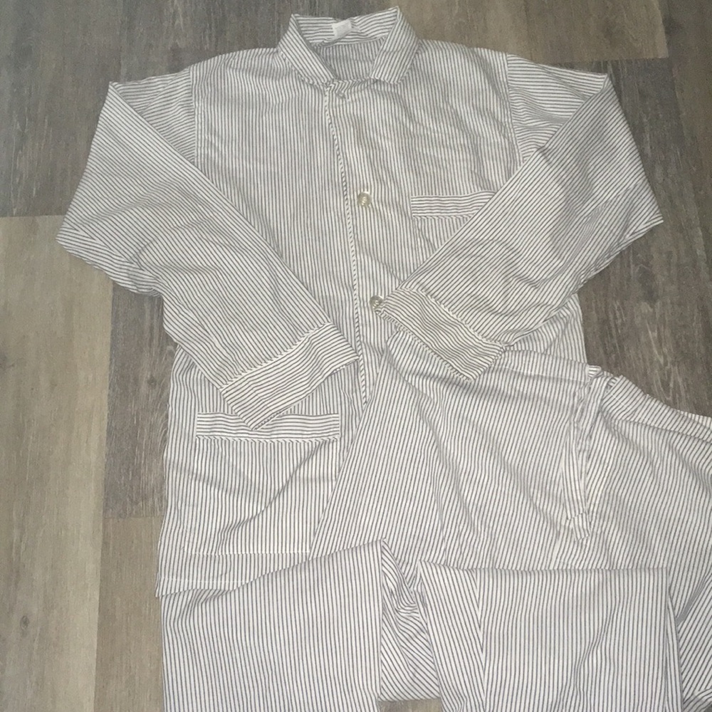 Christian Dior mens vintage hickory striped cotton pajama set